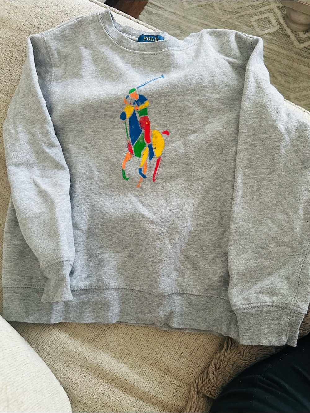 Polo by Ralph Lauren Gray Sweatshirt with Multicolor Polo Player Logo